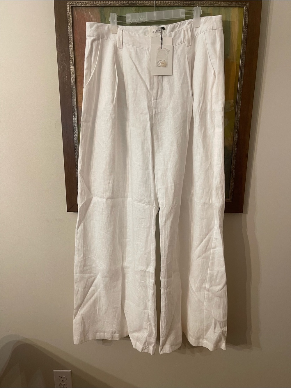DISSH White Wide-Leg Linen Pants